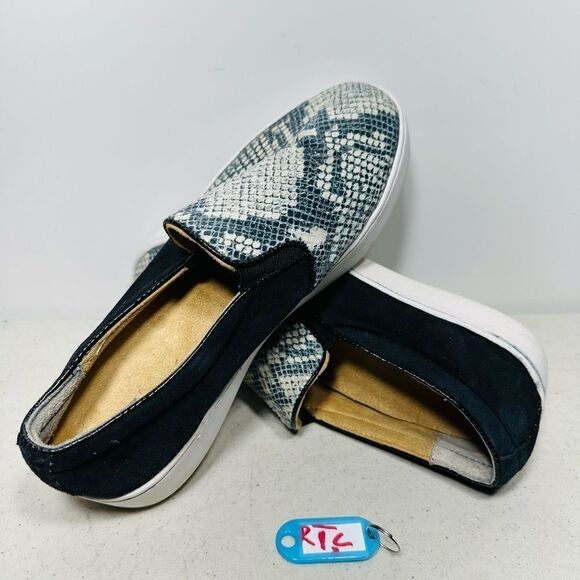 Vionic Women's Midi Slip On Sneaker Black/Snakeskin Print Leather Nubuck US 6,5 - Picture 1 of 8